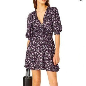 Chinti & Parker Gabriel Floral Mini Dress Size 4 Black Purple